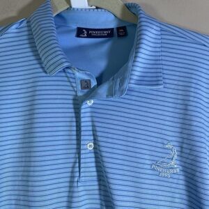 Pinehurst Collection Golf Polo Shirt Mens 2XL Blue Stripe  Putterboy Logo